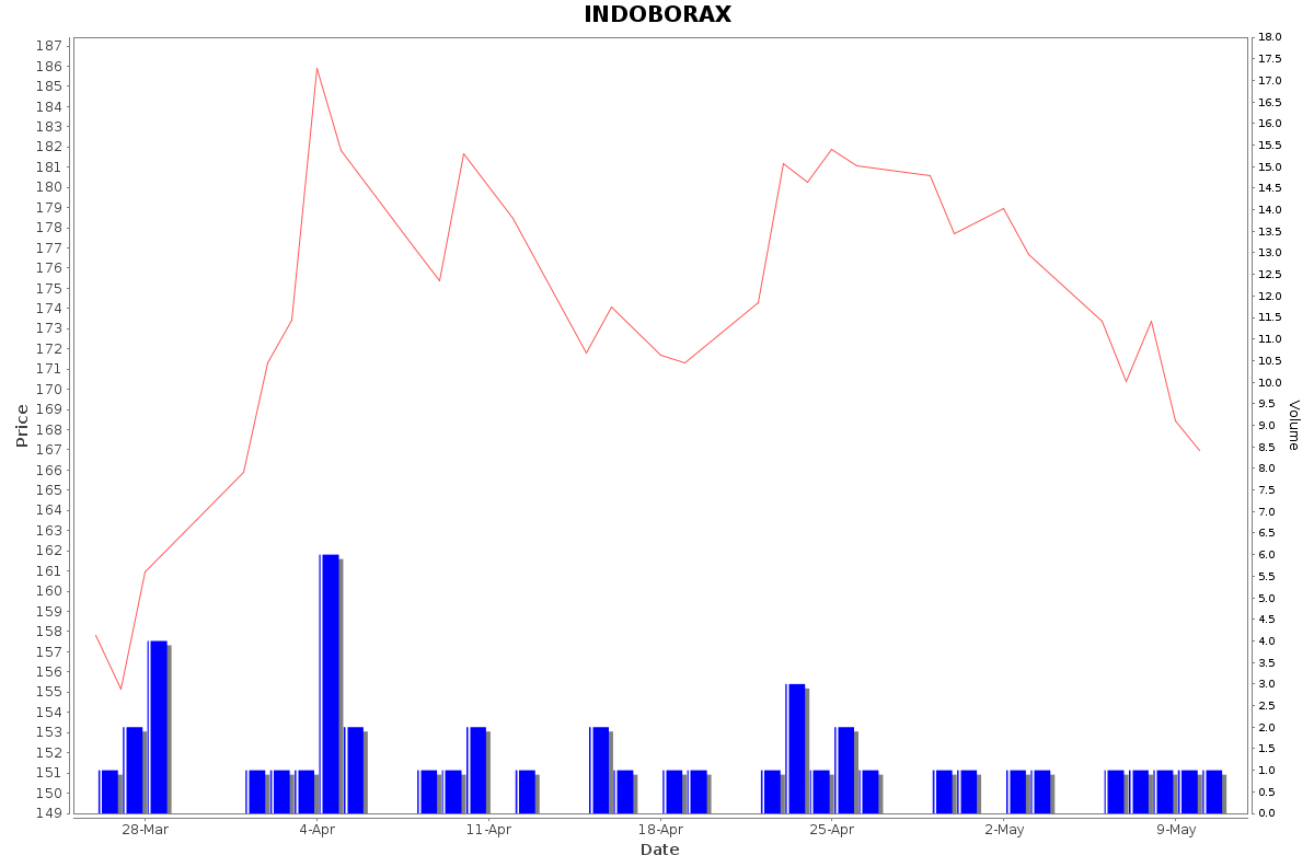 INDOBORAX Daily Price Chart NSE Today